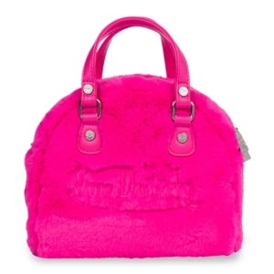 Von Dutch Hot Pink Faux Fur Bowling Bag